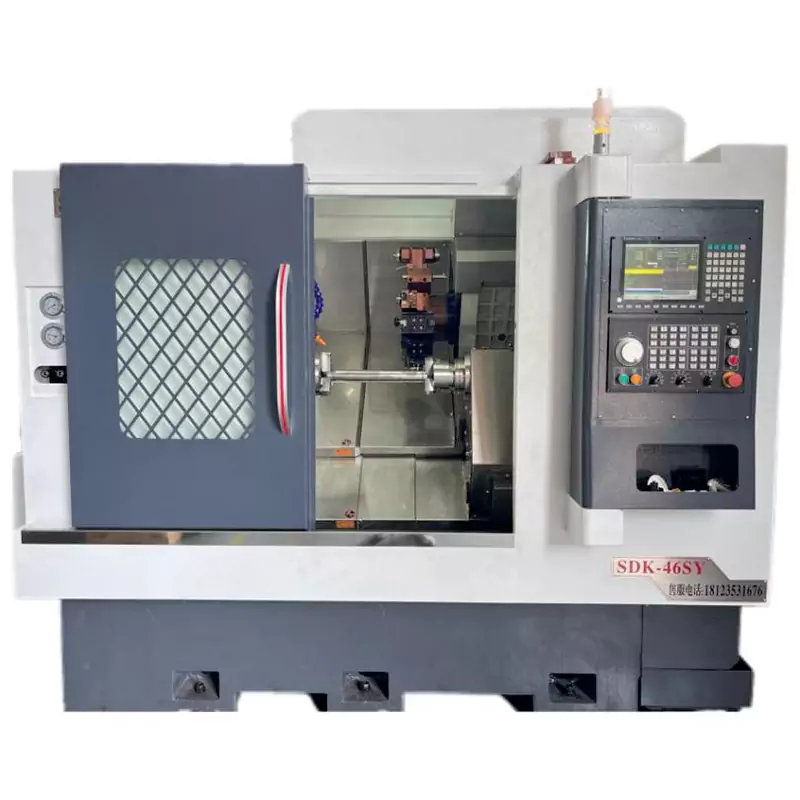 Mesin CNC dwi-turret interpolasi dwi-spindle Y-